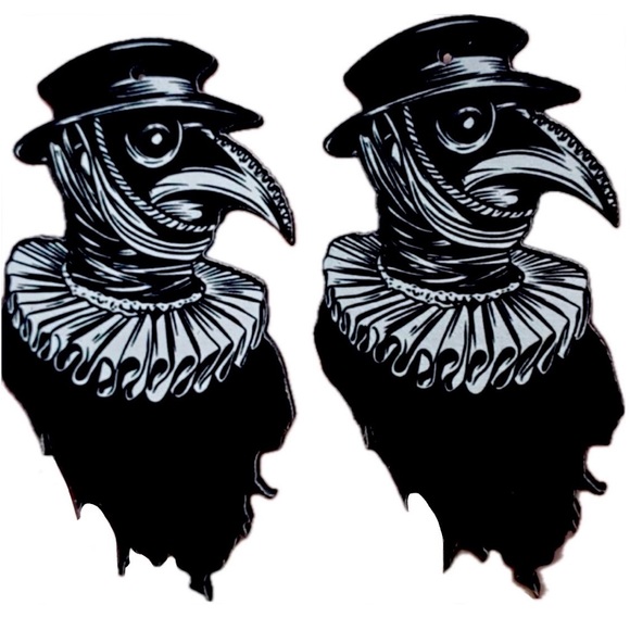 Medico Della Peste~ Plague Doctor Bird Beak Venetian Masquerade Gas Mask Earring - Picture 2 of 13